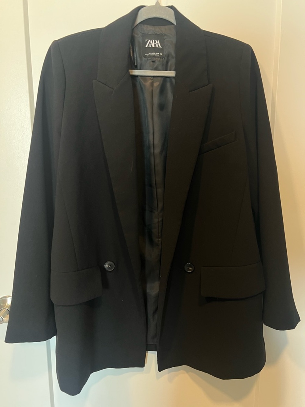 Zara Black Double Breasted Blazer Size L